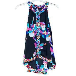 Nicole Miller sleeveless top colorful festival high low flowy fun party size M